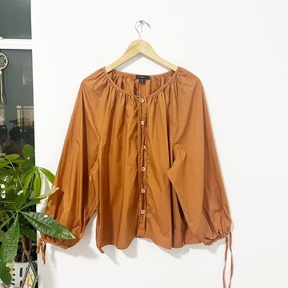 J. Crew Burnt Orange Button Up Poplin Long Sleeve Top Orange Size 3X - Picture 1 of 7